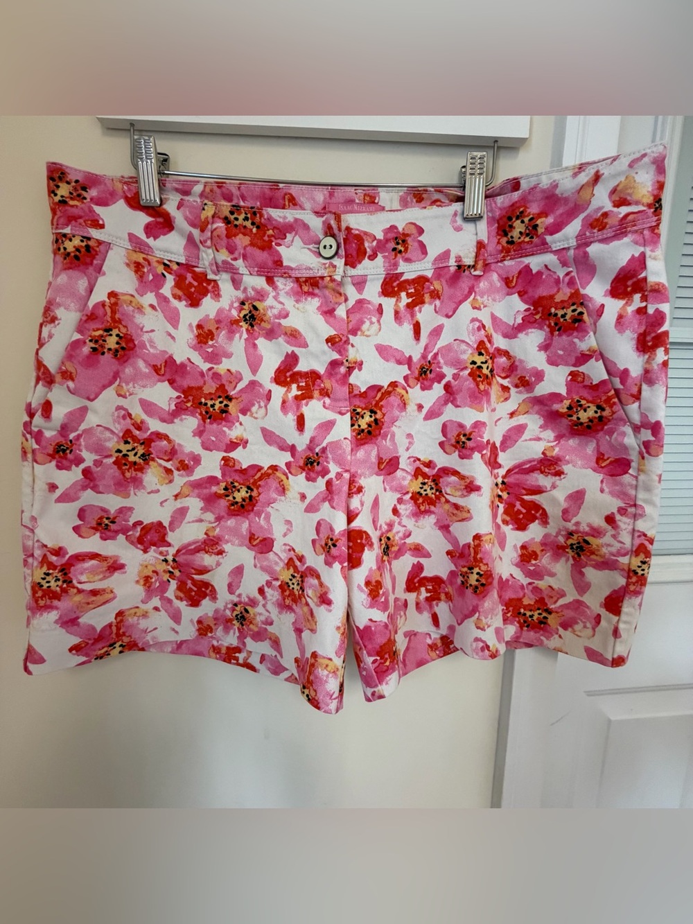 Isaac Mizrahi Pink Floral Cotton Bermuda Shorts